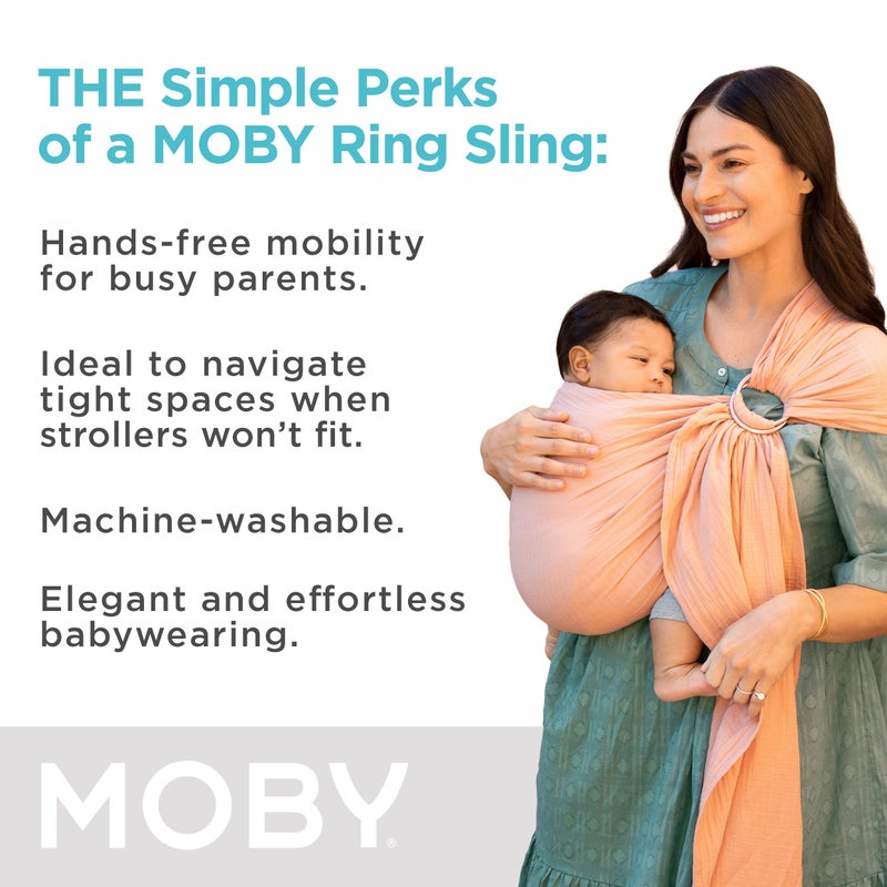 Moby Baby Wrap Carrier Ring Sling for Newborns to Toddlers, Hands-Free, Versatile Support for Moms & Dads, Breathable & Lightweight, Supports Children 8-30 lbs (Rose) - Image 4