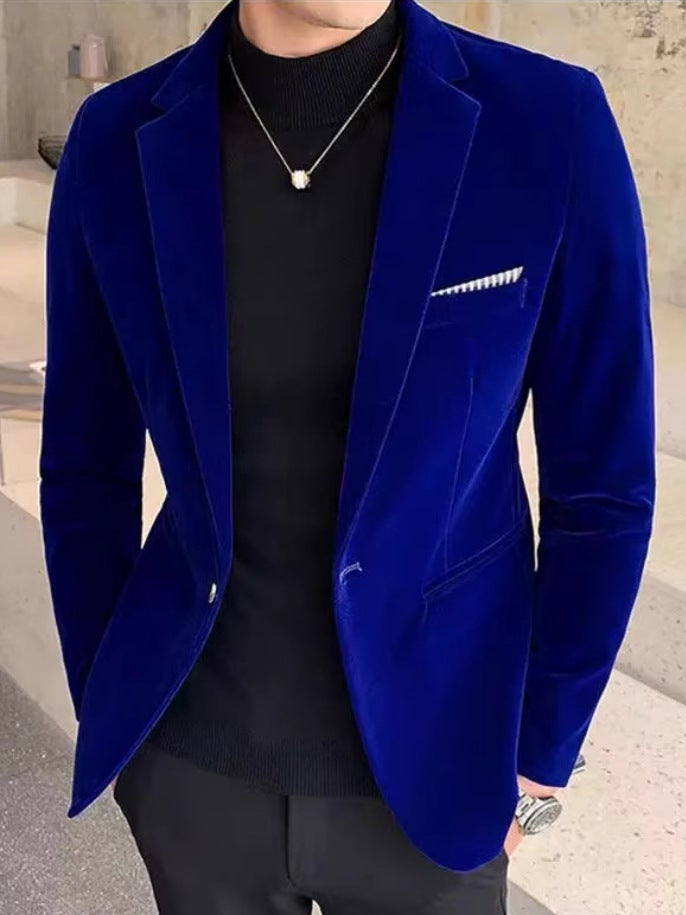 Export Men'S Korean Style Small Suit Casual Suit Youth Slim Gold Velvet Single Suit Jacket - Image 2