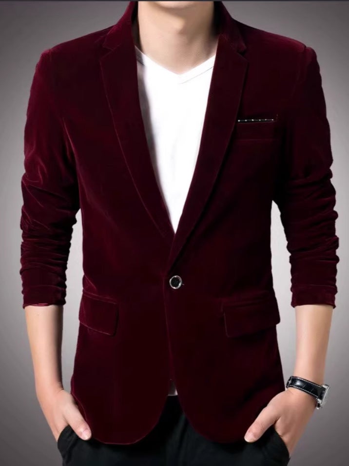 Export Men'S Korean Style Small Suit Casual Suit Youth Slim Gold Velvet Single Suit Jacket - Image 4