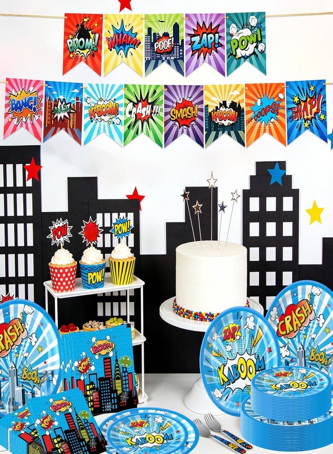 Roaring Good Time Super Theme Hero Party Tableware and Decorations Hero Birthday Party Plates Napkins Birthday Banner Garland Super Party Tableware Spider Theme Birthday Decorations - Image 5