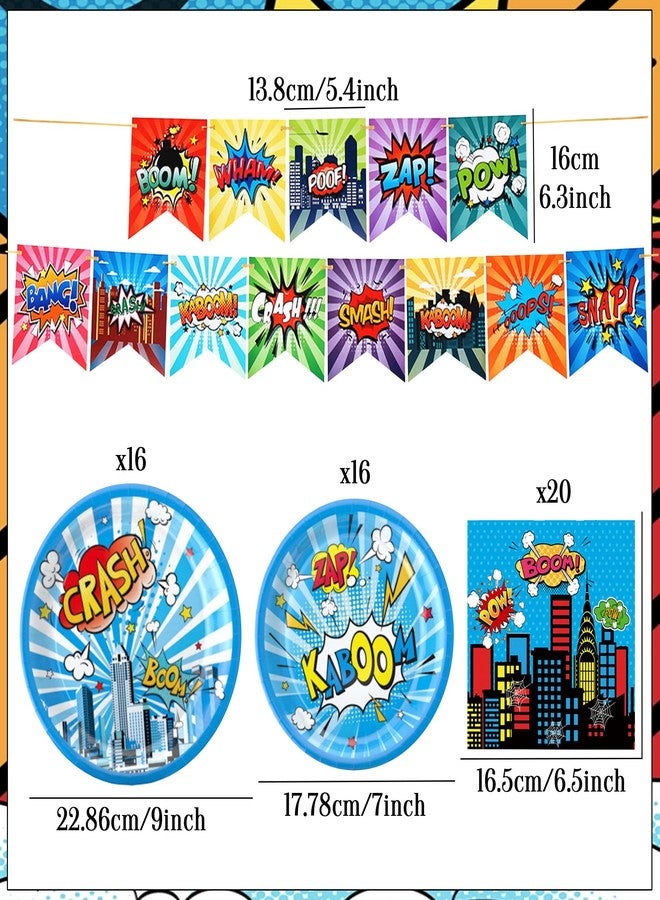 Roaring Good Time Super Theme Hero Party Tableware and Decorations Hero Birthday Party Plates Napkins Birthday Banner Garland Super Party Tableware Spider Theme Birthday Decorations - Image 3