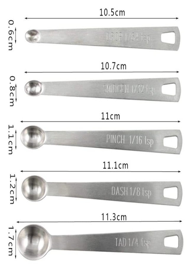LIUSM Mini Measuring Spoons Set,Stainless Steel Measuring Spoons Set (Set of 5) - Image 3