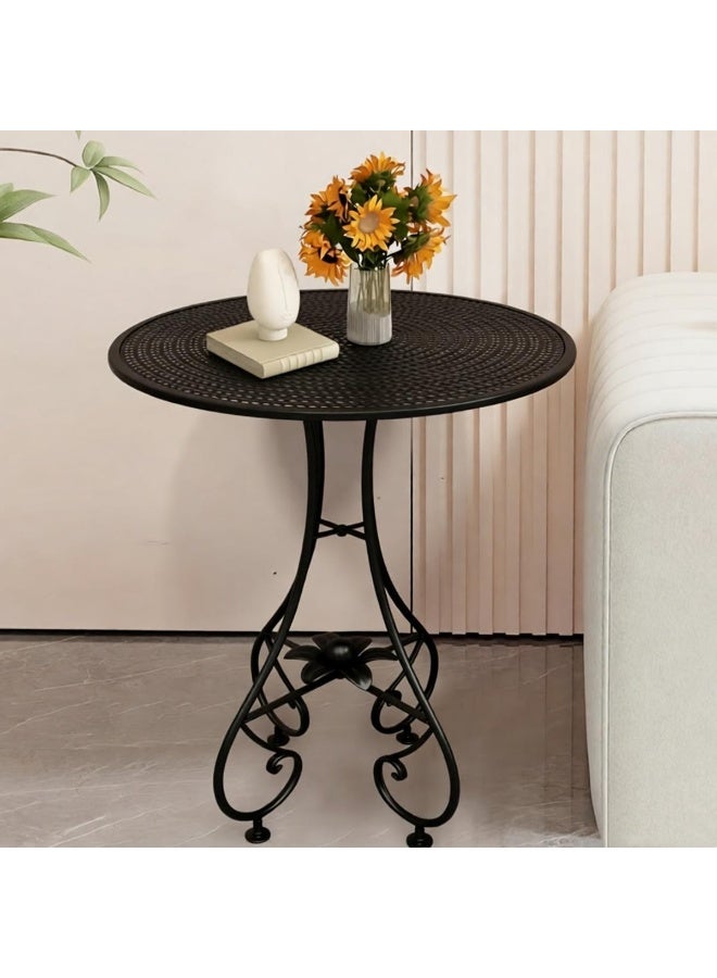 HXDream Vintage Industrial Metal Round Corner Table - Accent Table with Curved Legs, Easy Assembly Compact Space-Saving Design for Small Spaces, Living Room, Entryway, Hallway - Image 2
