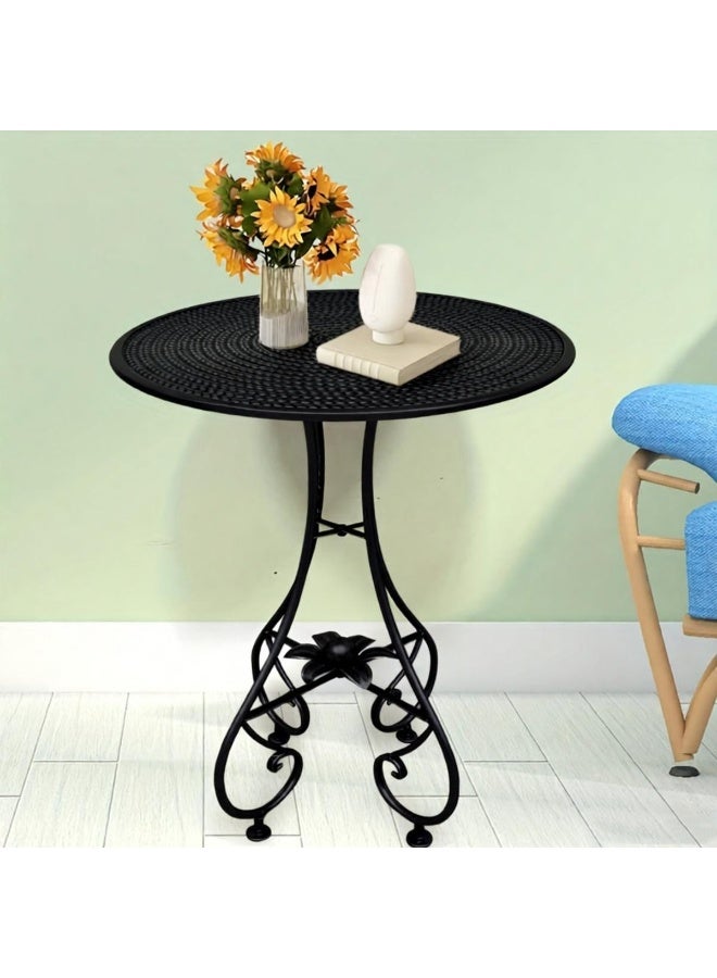 HXDream Vintage Industrial Metal Round Corner Table - Accent Table with Curved Legs, Easy Assembly Compact Space-Saving Design for Small Spaces, Living Room, Entryway, Hallway - Image 3
