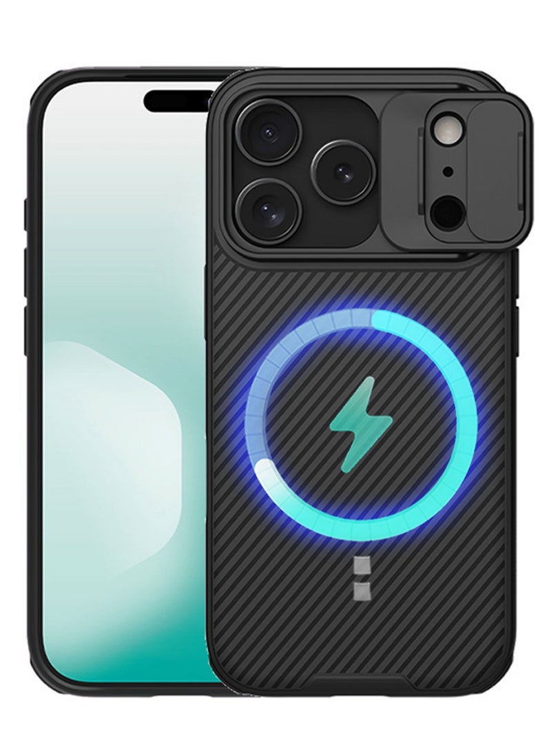 إكس ليفيل جراب ماج سيف لهاتف آيفون 17 برو ماكس مع غطاء كاميرا منزلق، جراب رفيع وخفيف الوزن ومضاد للانزلاق والسقوط، جراب مغناطيسي مقاوم للصدمات لهاتف آيفون 17 برو ماكس 6.9 بوصة، أسود. - Image 1