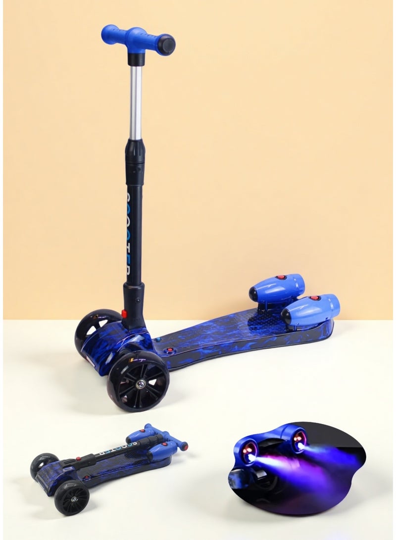 EASY FUTURE 3 Wheel Kick Scooter for Kids Ages 3–14 Lean to Steer with LED Light-Up Wheels Bluetooth Music Water Spray Effect Foldable Safe Ride for Boys and Girls - Image 1