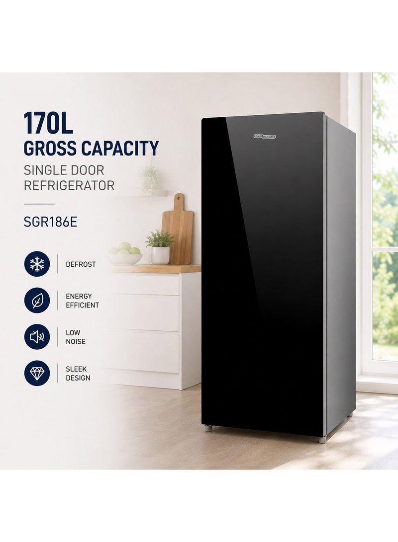 Super General 170 Liters Gross Volume Compact Design-Refrigerator SGR186, Black, Beverage-Fridge with mirrored Door, Freezer SGR186E Black/Silver - Image 4