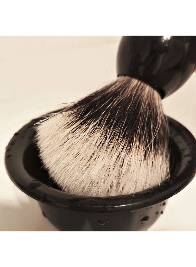 JEQUIL&CORENVEO Fine Silvertip Badger Bristle Shaving Brush, With Heavy Weight Resin Base (Curved Top) - Image 2