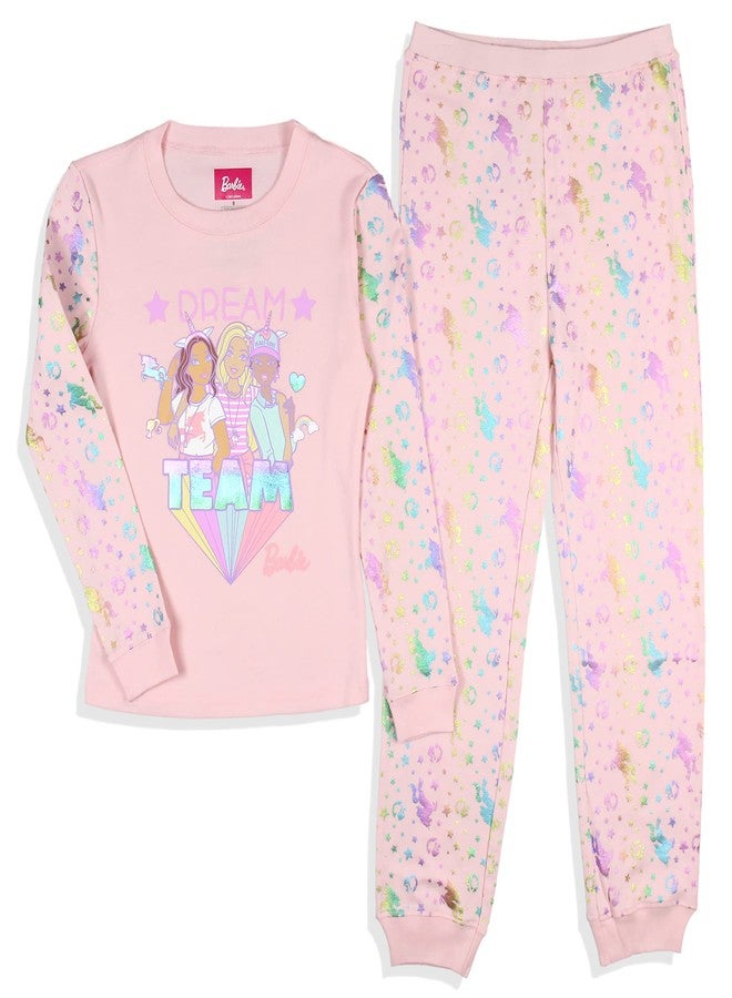 INTIMO Mattel Girls' Barbie Dream Team Unicorn Best Friend Sleep Pajama Set (10) - Image 4