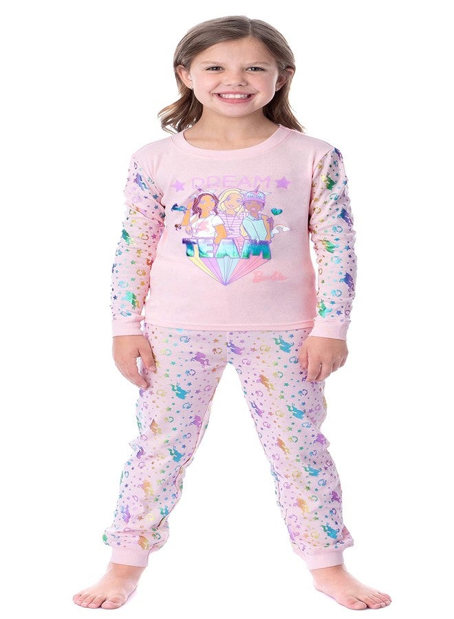 INTIMO Mattel Girls' Barbie Dream Team Unicorn Best Friend Sleep Pajama Set (10) - Image 1
