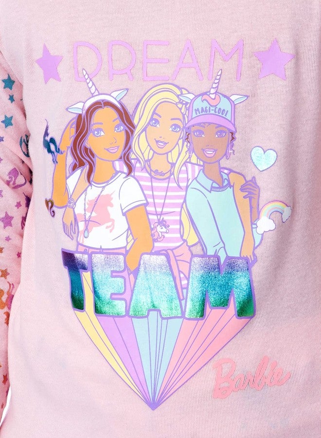 INTIMO Mattel Girls' Barbie Dream Team Unicorn Best Friend Sleep Pajama Set (10) - Image 3