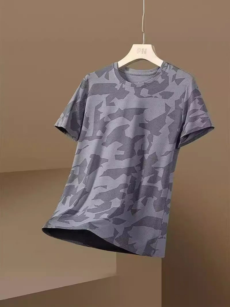 Ice Silk Short Sleeve Men'S Summer Thin Mesh Quick-Drying Casual Breathable Loose Sports T-Shirt Camouflage Running Plus Size - Image 4