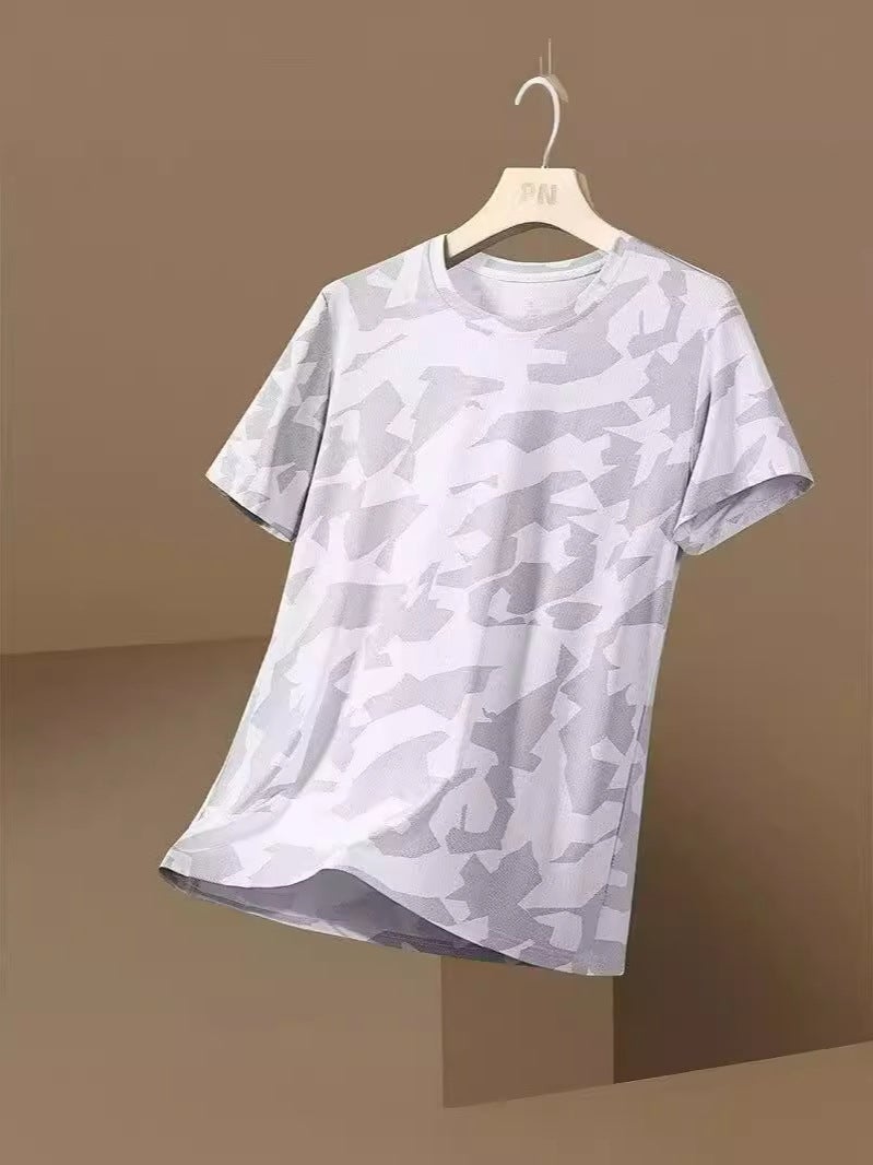 Ice Silk Short Sleeve Men'S Summer Thin Mesh Quick-Drying Casual Breathable Loose Sports T-Shirt Camouflage Running Plus Size - Image 2