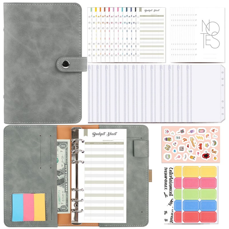 A6 Ring Binder, Budget Planner - 6 Holes Loose Leaf Notebook with Binder Pockets Money Envelopes Budget Sheets Label Stickers Notebook Ring Binder - Image 3