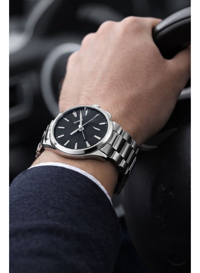 أستون ساعة يد رجالي ASTON فضي ستانلس ستيل بحركة كوارتز مع عرض اليوم والتاريخ تصميم كلاسيك مناسب للعمل والاستخدام اليومي - Image 4