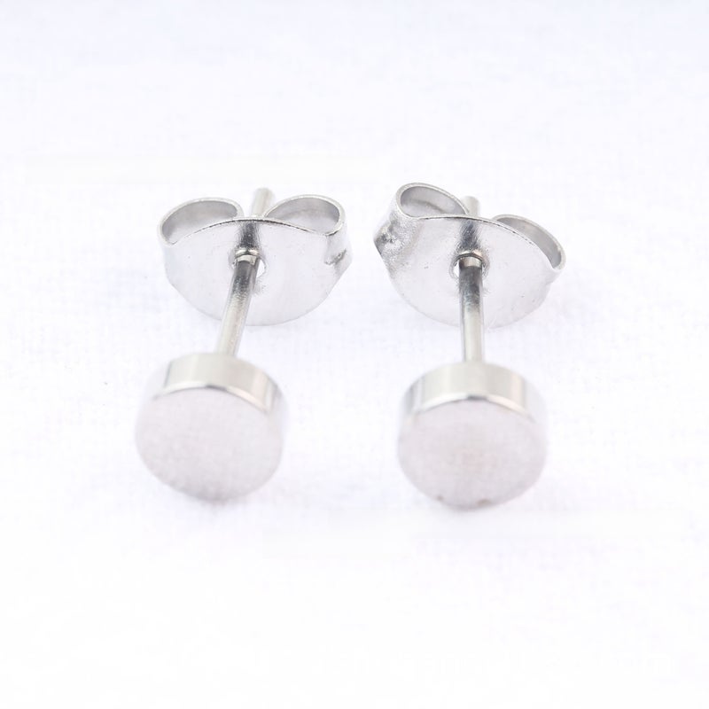 Fashion Titanium Barbell Earrings for Men and Women 5mm steel one