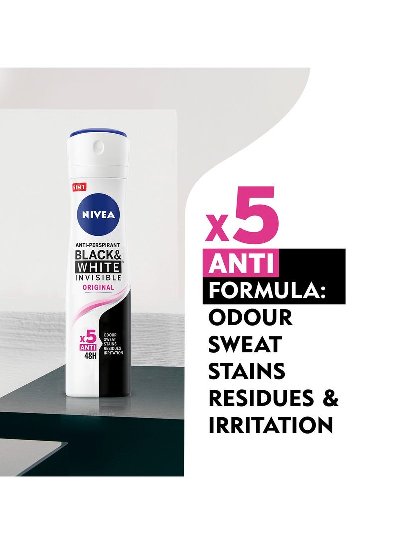 Nivea Antiperspirant Spray Black And  White Invisible Original Pack of 2 - Image 4