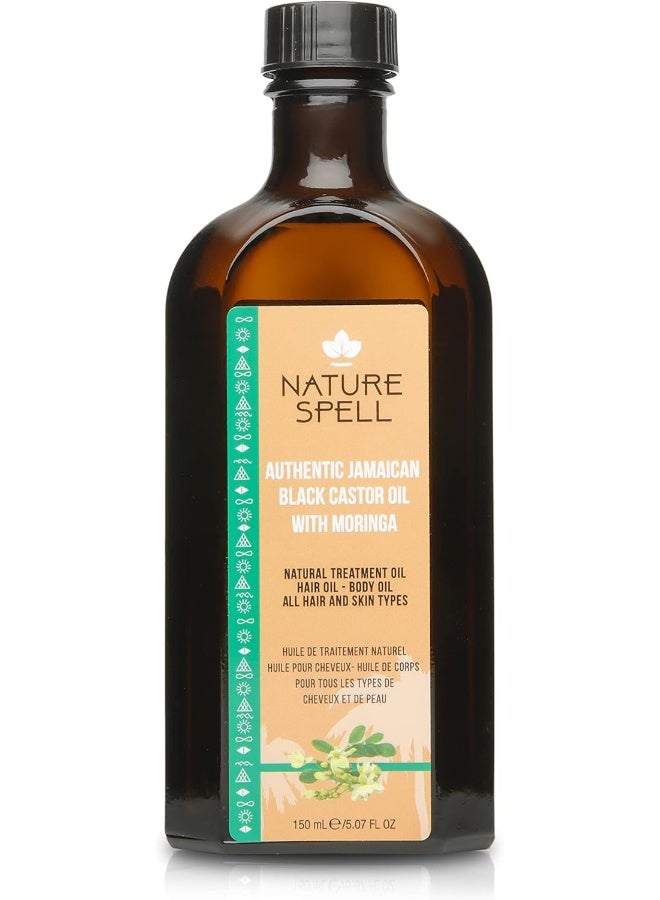 Nature Spell زيت الخروع الأسود الجامايكي الأصيل مع المورينغا للشعر والجسم 150 مل - Image 1
