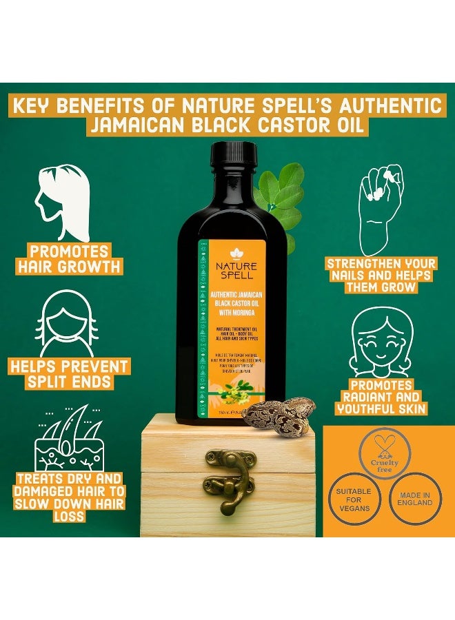 Nature Spell زيت الخروع الأسود الجامايكي الأصيل مع المورينغا للشعر والجسم 150 مل - Image 2