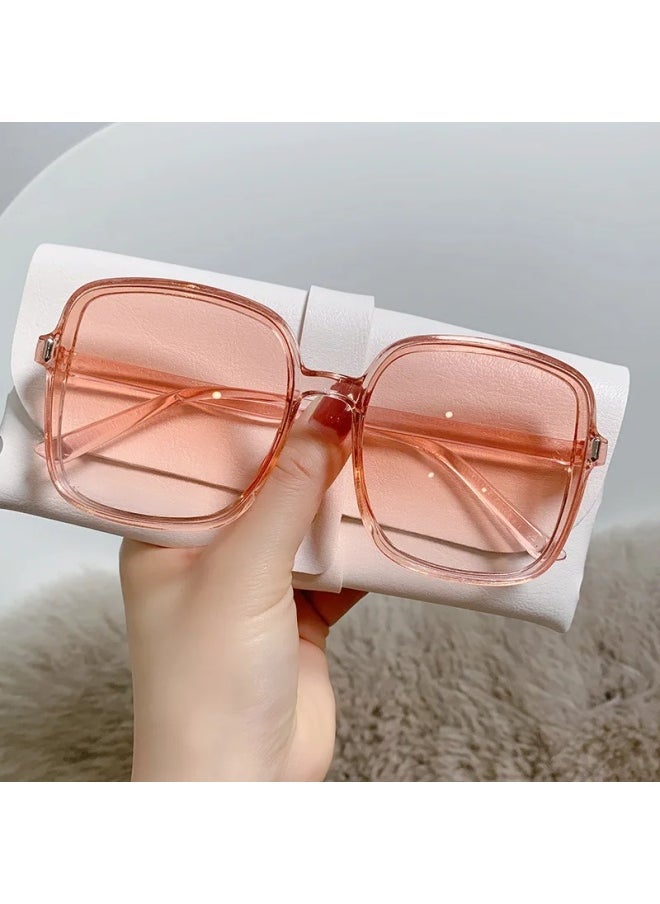 Generic - 2024 New Gradient Sunglasses Female Ins Big Box Fashion Retro Square Sunglasses for Women Trendy Gafas De Sol Mujer-Lenses Color:White tea - Image 1