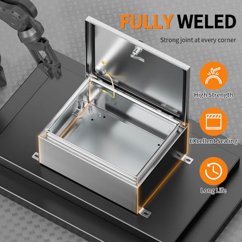 KWONONG Stainless Steel Enclosure, IP65 Waterproof Electrical Box for Indoor and Outdoor Projects, Includes Mounting Plate and Wall Bracket 450×350×200mm (18"×14"×8") - Image 2