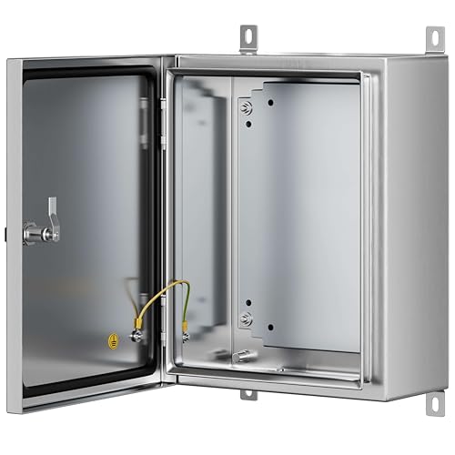 KWONONG Stainless Steel Enclosure, IP65 Waterproof Electrical Box for Indoor and Outdoor Projects, Includes Mounting Plate and Wall Bracket 450×350×200mm (18"×14"×8") - Image 1