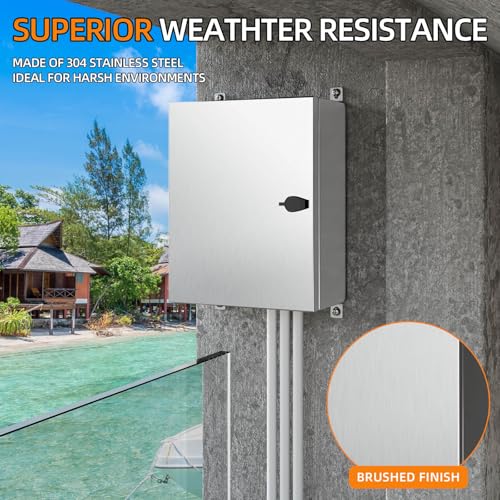KWONONG Stainless Steel Enclosure, IP65 Waterproof Electrical Box for Indoor and Outdoor Projects, Includes Mounting Plate and Wall Bracket 450×350×200mm (18"×14"×8") - Image 3