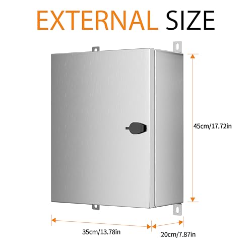 KWONONG Stainless Steel Enclosure, IP65 Waterproof Electrical Box for Indoor and Outdoor Projects, Includes Mounting Plate and Wall Bracket 450×350×200mm (18"×14"×8") - Image 5