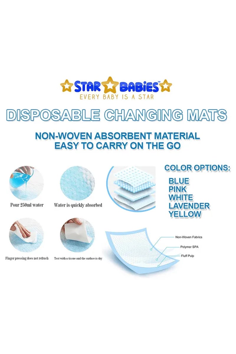 Star Babies - Disposable Changing mats (45x60cm) LargeÂ  - Pack of 50 -Â  Blue - Image 5