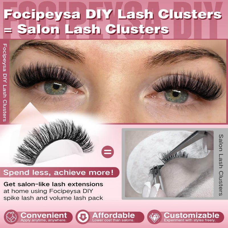 Focipeysa Lash Extension Kit 300pcs Lash Clusters Volume Eyelash Extension 60D 70D 80D Eyelash Clusters 9-16mm DIY Lash Extensions Kit with Waterproof Lash Bond and Seal and Lash Tweezers - Image 4