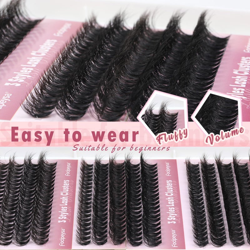 Focipeysa Lash Extension Kit 300pcs Lash Clusters Volume Eyelash Extension 60D 70D 80D Eyelash Clusters 9-16mm DIY Lash Extensions Kit with Waterproof Lash Bond and Seal and Lash Tweezers - Image 5