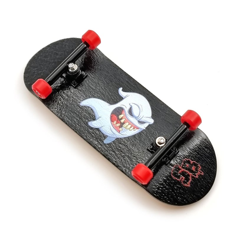 SPITBOARDS® 34mm x 96mm Fingerboard Set-Up (Complete) | Real Wood Deck | Trucks With Lock-Nuts and Pro Bushings | Polyurethane Wheels With Bearings | Ghost 'Boo' - Image 2