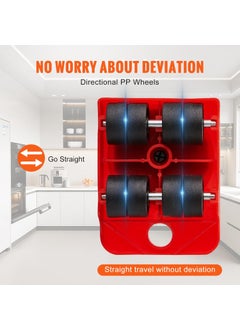 VEVOR VEVOR Furniture Lifter Tool, 4 Pack Heavy Duty Appliance Rollers 250Lbs Capacity, Furniture Movers Slides for Sofas, Couches and Refrigerators, Furniture Movers with Wheels, Red  - Image 4