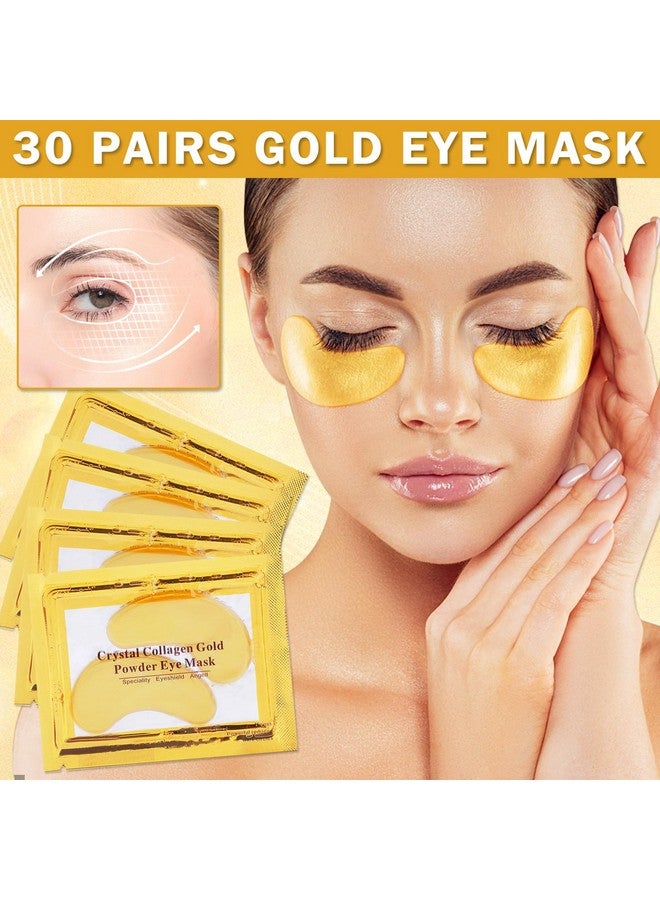 CAHIUYOA 30 Pairs Gold Eye Mask Under Eye Patches for Dark Circles and Puffy Eyes Moisturizing Under Eye Mask Reduce Eye Bags - Image 2