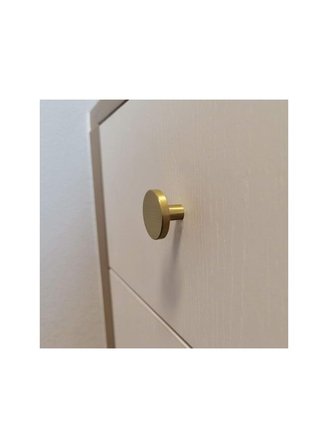 PROMASS 6 Pack Brushed Brass Cabinet Knobs Solid Gold Round Dia.30MM Golden Cabinet Door Hardware Pull Dresser Knob Drawer Handle - Image 2