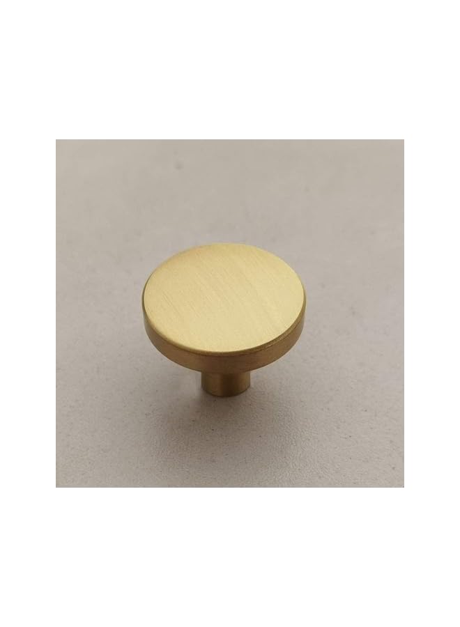 PROMASS 6 Pack Brushed Brass Cabinet Knobs Solid Gold Round Dia.30MM Golden Cabinet Door Hardware Pull Dresser Knob Drawer Handle - Image 3