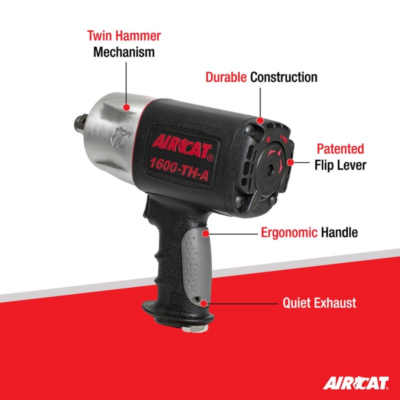 AirCat أدوات هوائية AIRCAT 1600-TH-A: مفتاح صدمات مركب 1600 قدم-رطل من عزم الدوران - 3/4 بوصة - Image 2