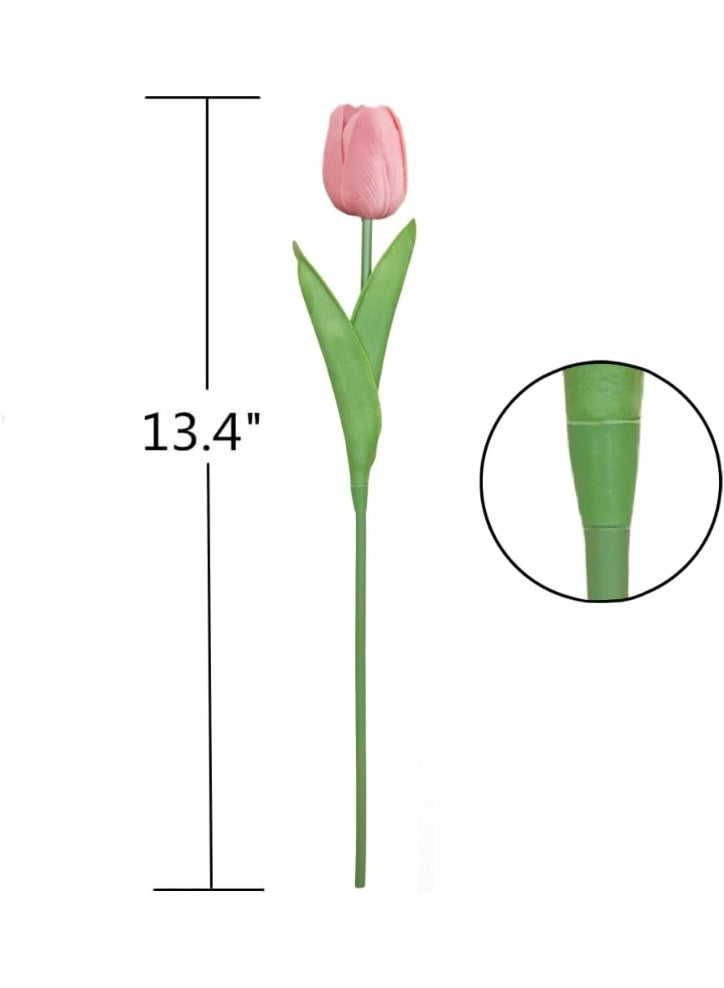 SHINE-CO LIGHTING Artificial PU Tulips 10Pcs Real Touch Fake Flower Arrangement Bouquets for Home Office Wedding Decoration (Pink) - Image 2