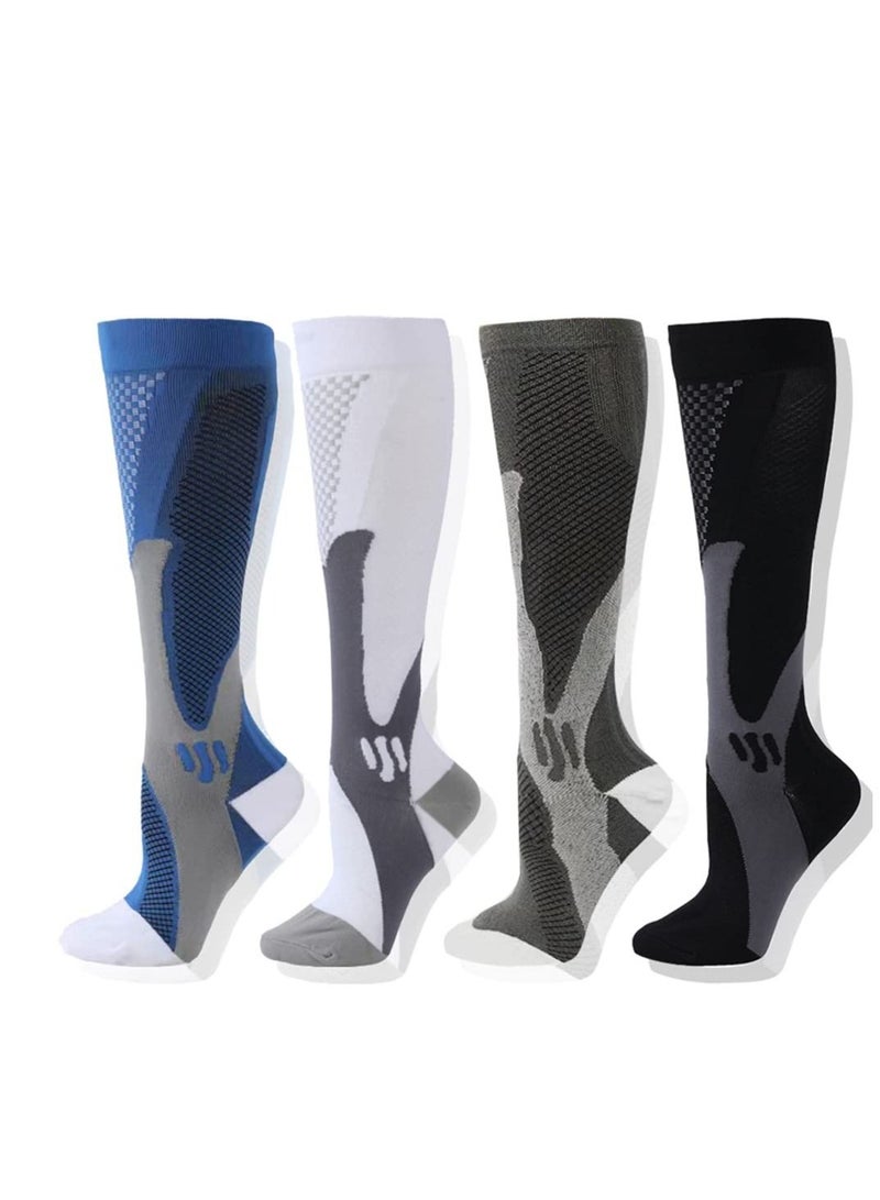 SYOSI Compression Socks, 4 Pairs for Women and Men, Athletic, Travel, Running, Fitness, Flight Socks, Reduce Calf Pain Faster Recovery  - Image 1