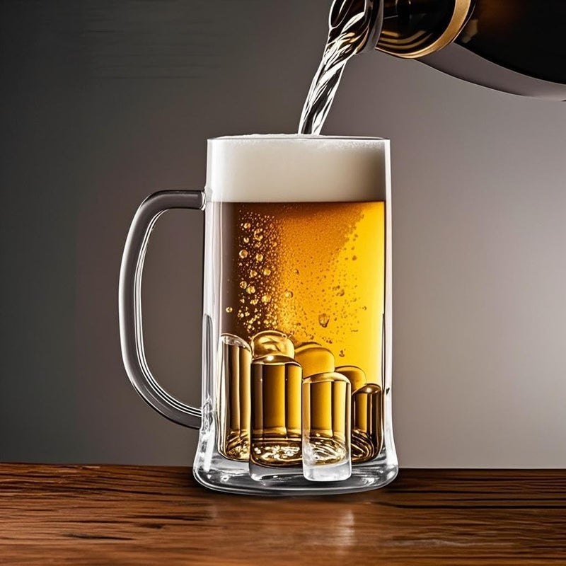 Komost 27oz Beer Mugs with Handle Set of 2, Reusable Plastic Beer Stein Drinking Cups for Party, Bar, Home, Hotel, Perfect for Whiskey, Juice, Cocktail Beverages - Image 4