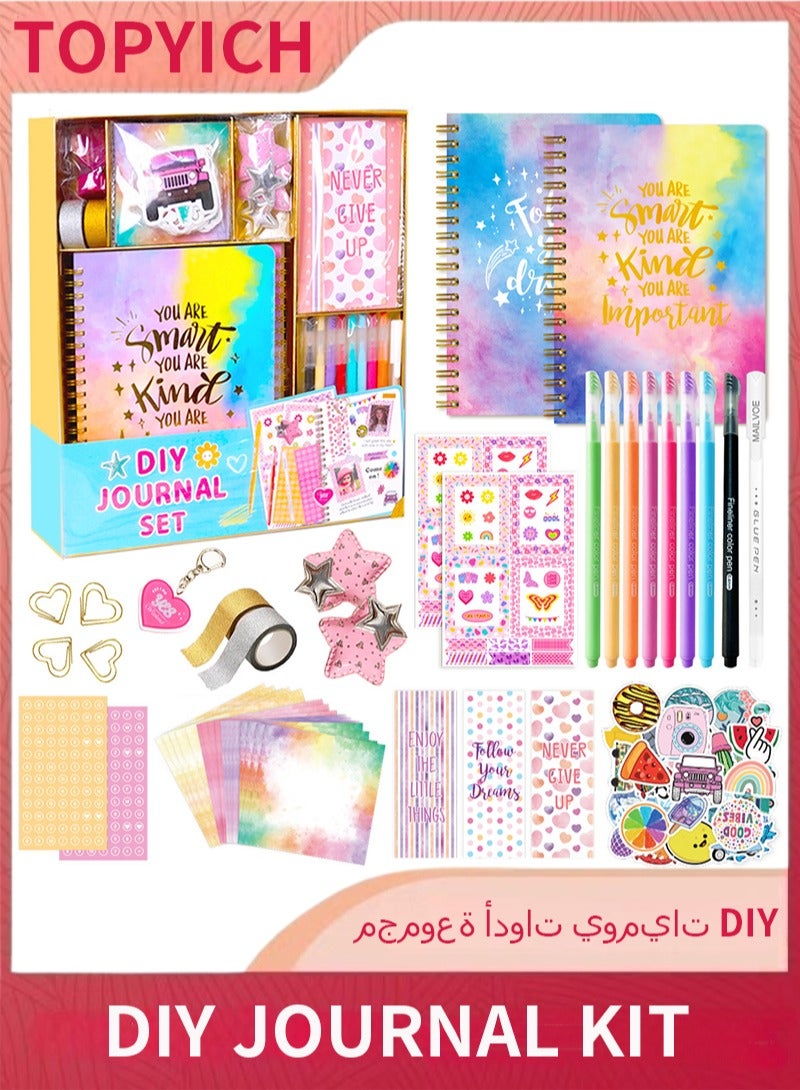 توبيتش طقم دفتر يوميات للفتيات، مجموعة أدوات دفتر القصاصات، مجموعة أدوات قرطاسية للأطفال، مجموعة مثالية لصنع دفاتر القصاصات والمذكرات. - Image 1