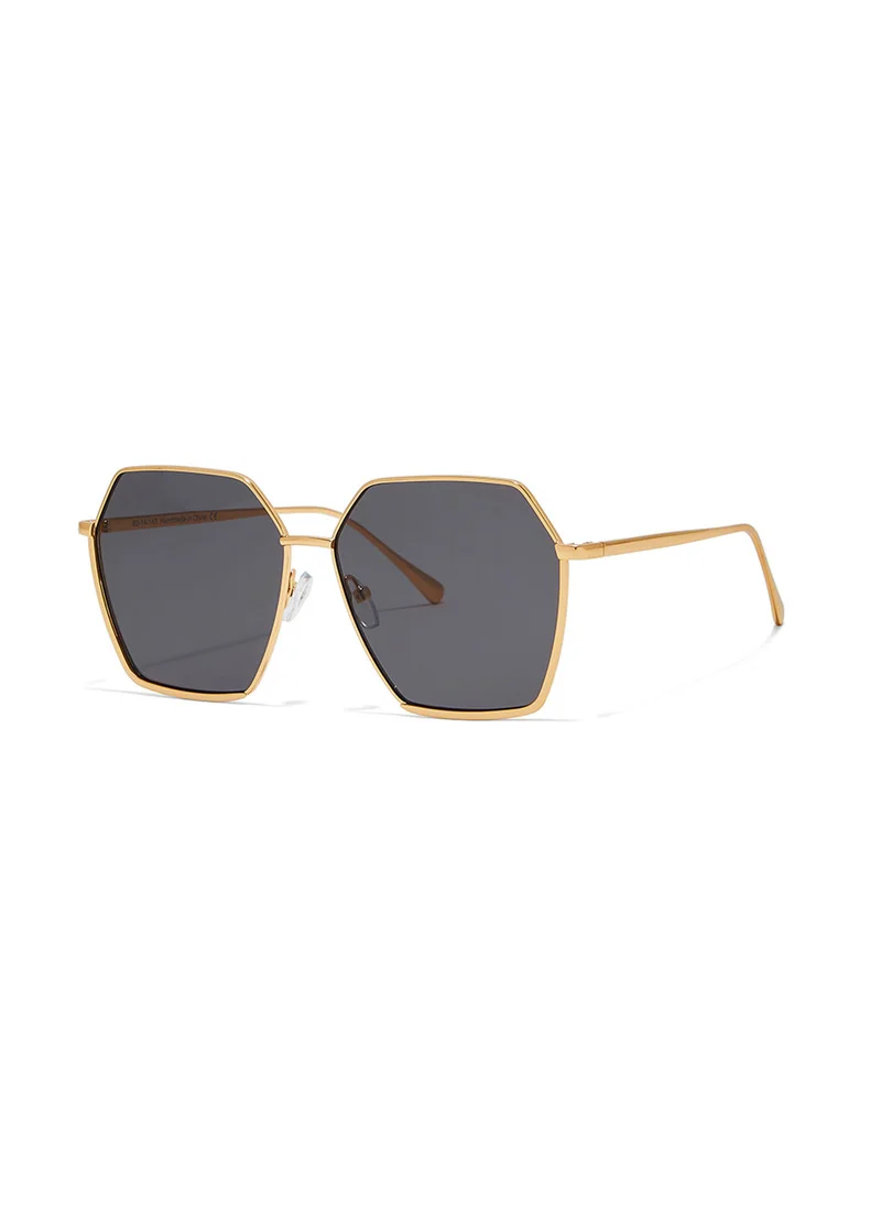 Blackout Stark,Women Sunglasses, Hexagon Sunglasses, UV Protection: UV400 (Gold,Grey)