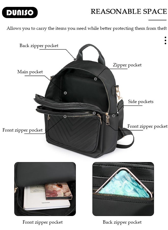 DUNISO - Women Backpack Purse, Waterproof Backpack for Girl Woman Black Travel Bookbag Lady Shoulder Bag, Lightweight Ladies Fashion Daily Backpack Anti-theft Casual Daypack - Image 1