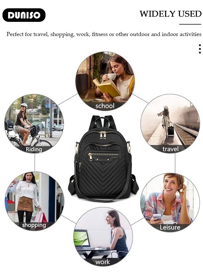 DUNISO - Women Backpack Purse, Waterproof Backpack for Girl Woman Black Travel Bookbag Lady Shoulder Bag, Lightweight Ladies Fashion Daily Backpack Anti-theft Casual Daypack - Image 1