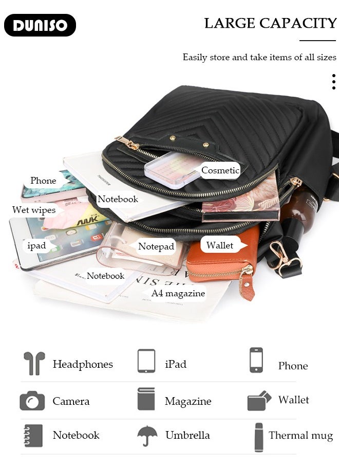 DUNISO - Women Backpack Purse, Waterproof Backpack for Girl Woman Black Travel Bookbag Lady Shoulder Bag, Lightweight Ladies Fashion Daily Backpack Anti-theft Casual Daypack - Image 1