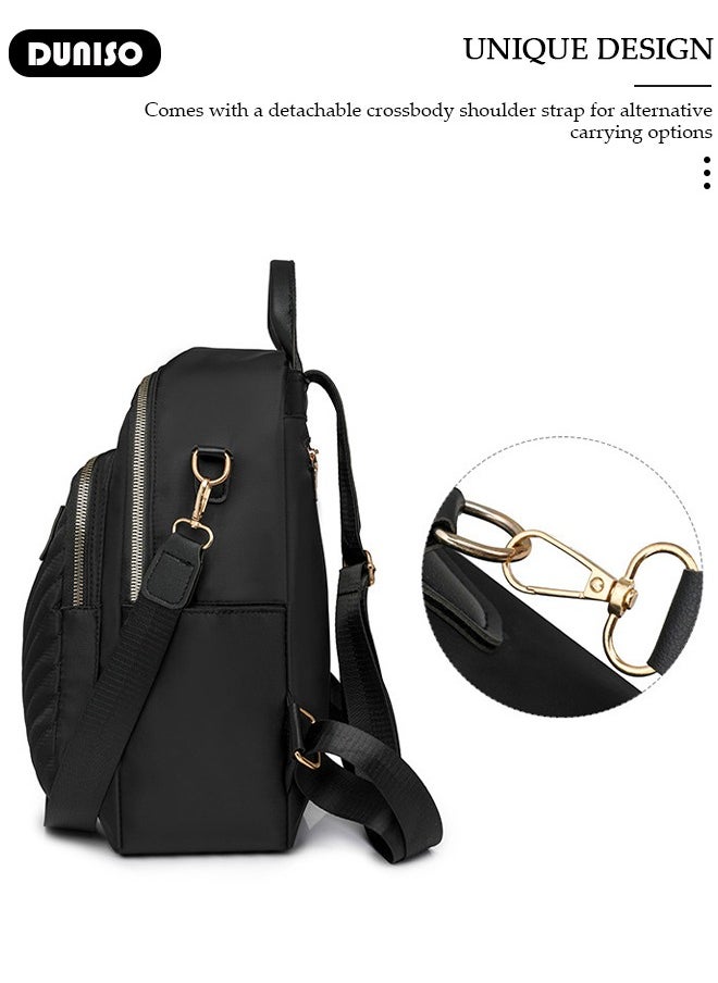 DUNISO - Women Backpack Purse, Waterproof Backpack for Girl Woman Black Travel Bookbag Lady Shoulder Bag, Lightweight Ladies Fashion Daily Backpack Anti-theft Casual Daypack - Image 1