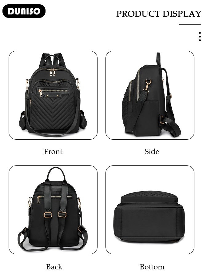DUNISO - Women Backpack Purse, Waterproof Backpack for Girl Woman Black Travel Bookbag Lady Shoulder Bag, Lightweight Ladies Fashion Daily Backpack Anti-theft Casual Daypack - Image 1