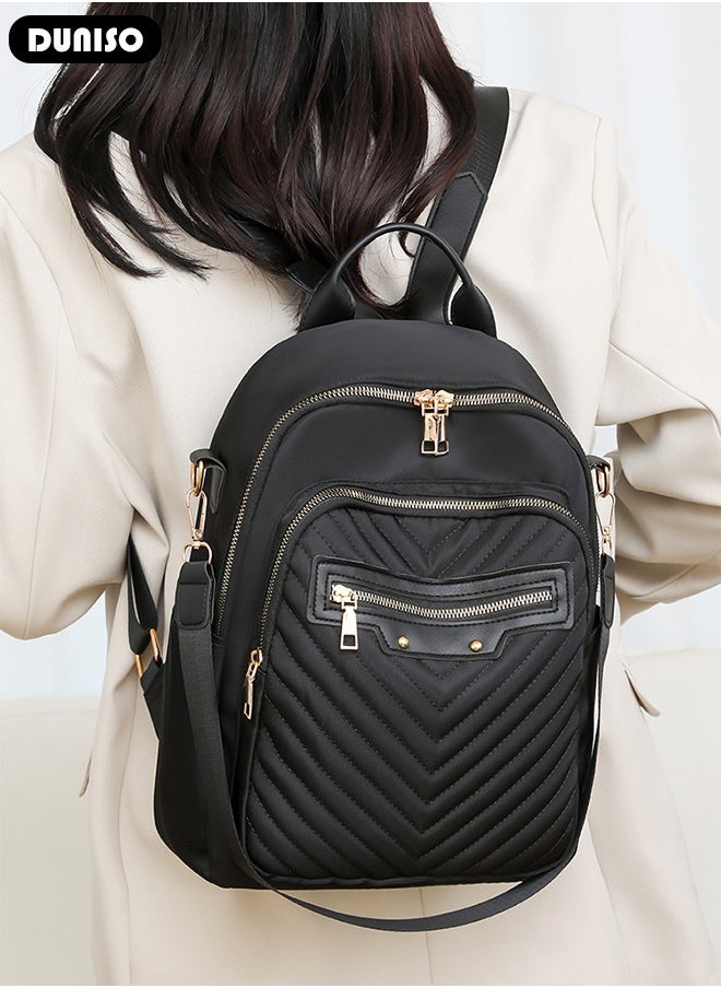 DUNISO - Women Backpack Purse, Waterproof Backpack for Girl Woman Black Travel Bookbag Lady Shoulder Bag, Lightweight Ladies Fashion Daily Backpack Anti-theft Casual Daypack - Image 1