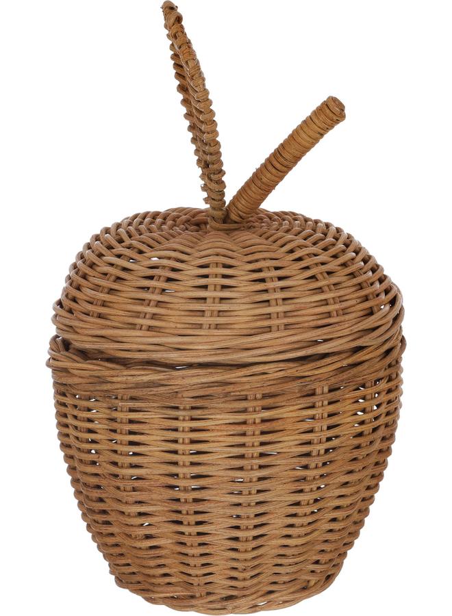 السيف  سلة خوص 18 × 18 × 28.4 سم بغطاء بيضاوي على شكل ورقة بنية - Image 1