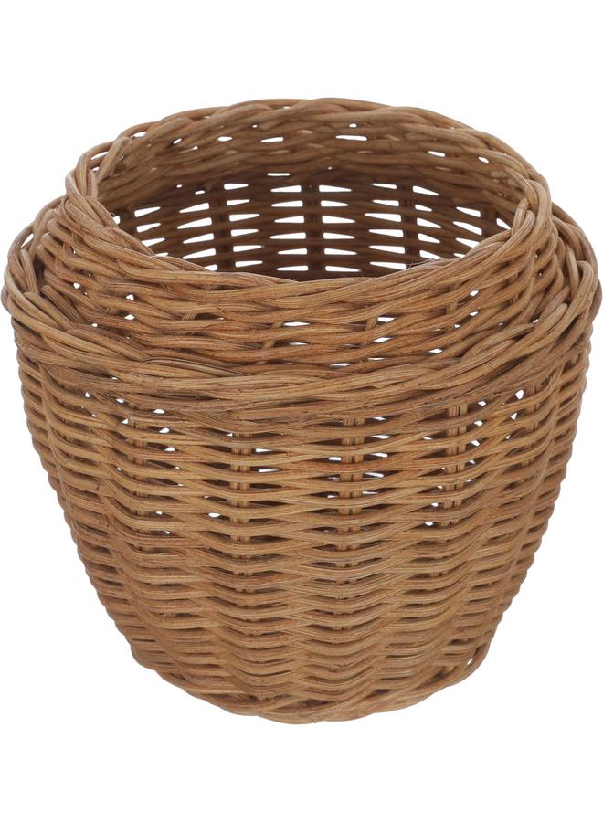 السيف  سلة خوص 18 × 18 × 28.4 سم بغطاء بيضاوي على شكل ورقة بنية - Image 2